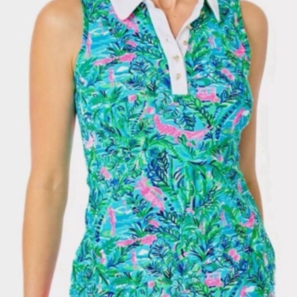 Lilly Pulitzer Luxletic Imara Polo Top Par Fection